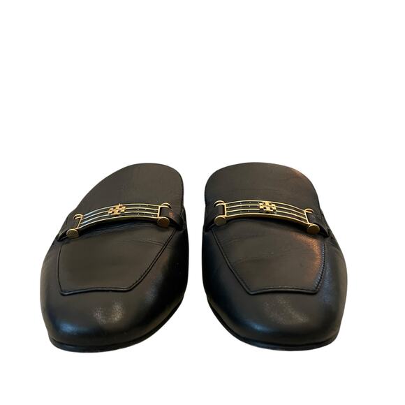 TORY BURCH Black Leather Slip-On Loafer Mules US 8.5 EU 39 - Picture 13 of 16